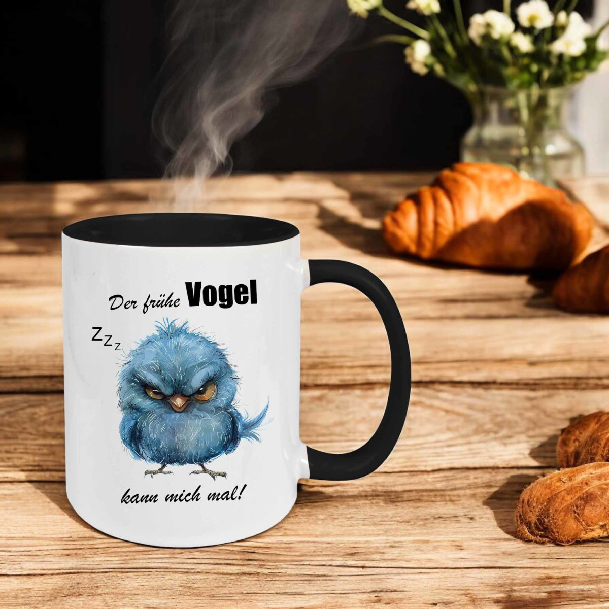 Keramik Tasse - Der Fr&uuml;he Vogel kann mich mal!