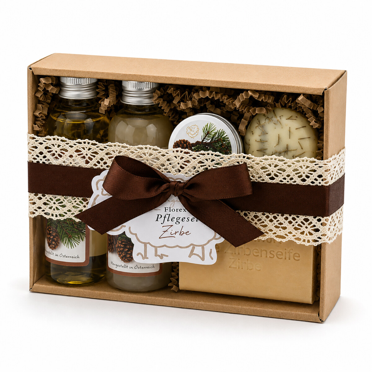 Florex Geschenkset Zirbe – Wellness Geschenk mit Schafmilch