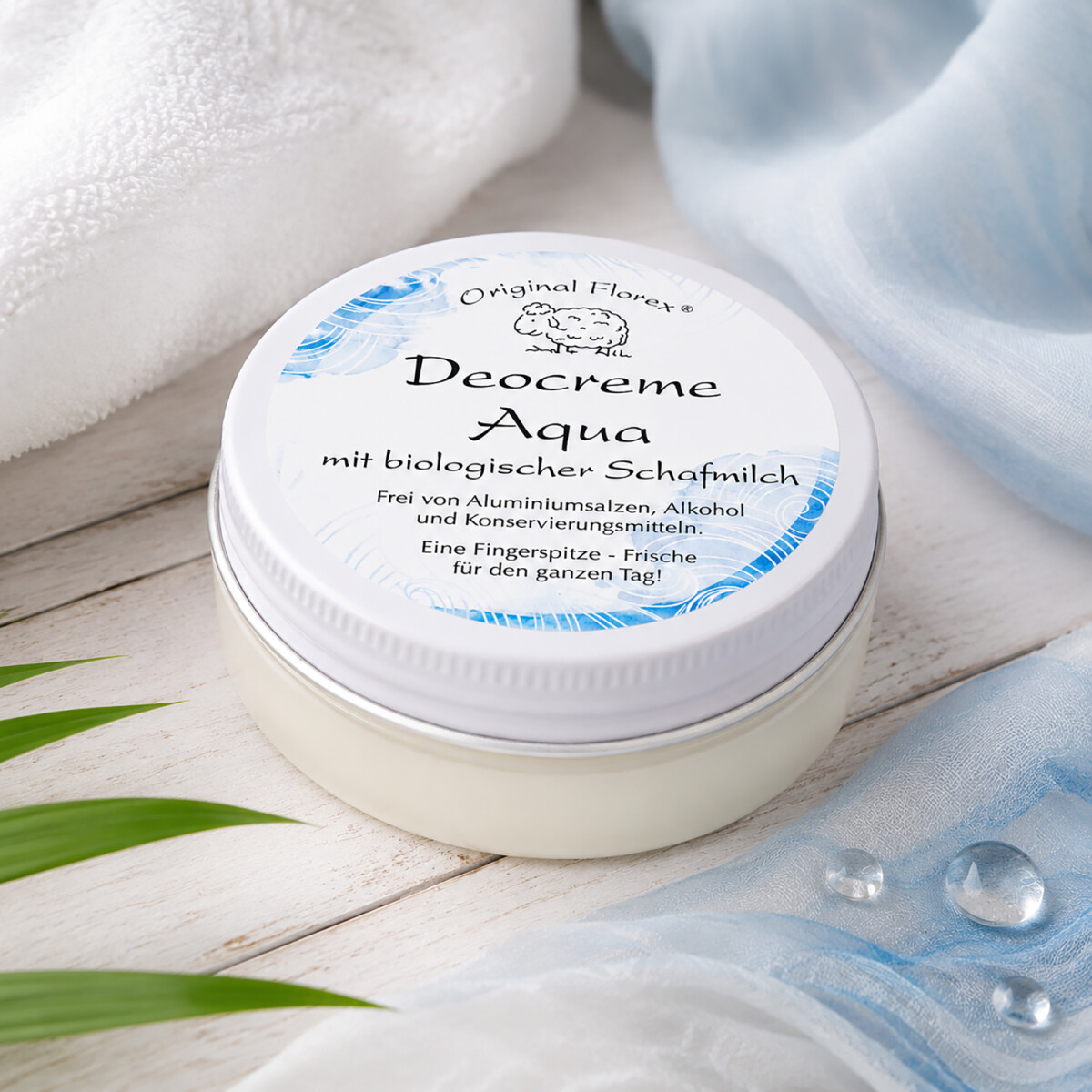Nat&uuml;rliche Florex Aqua Deocreme 40 ml f&uuml;r sanfte t&auml;gliche K&ouml;rperpflege mit klarer und sauberer Frische
