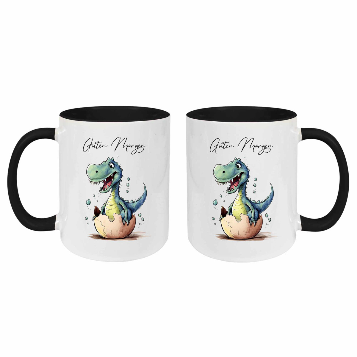 Keramik Tasse - Guten Morgen mit Dino Motiv
