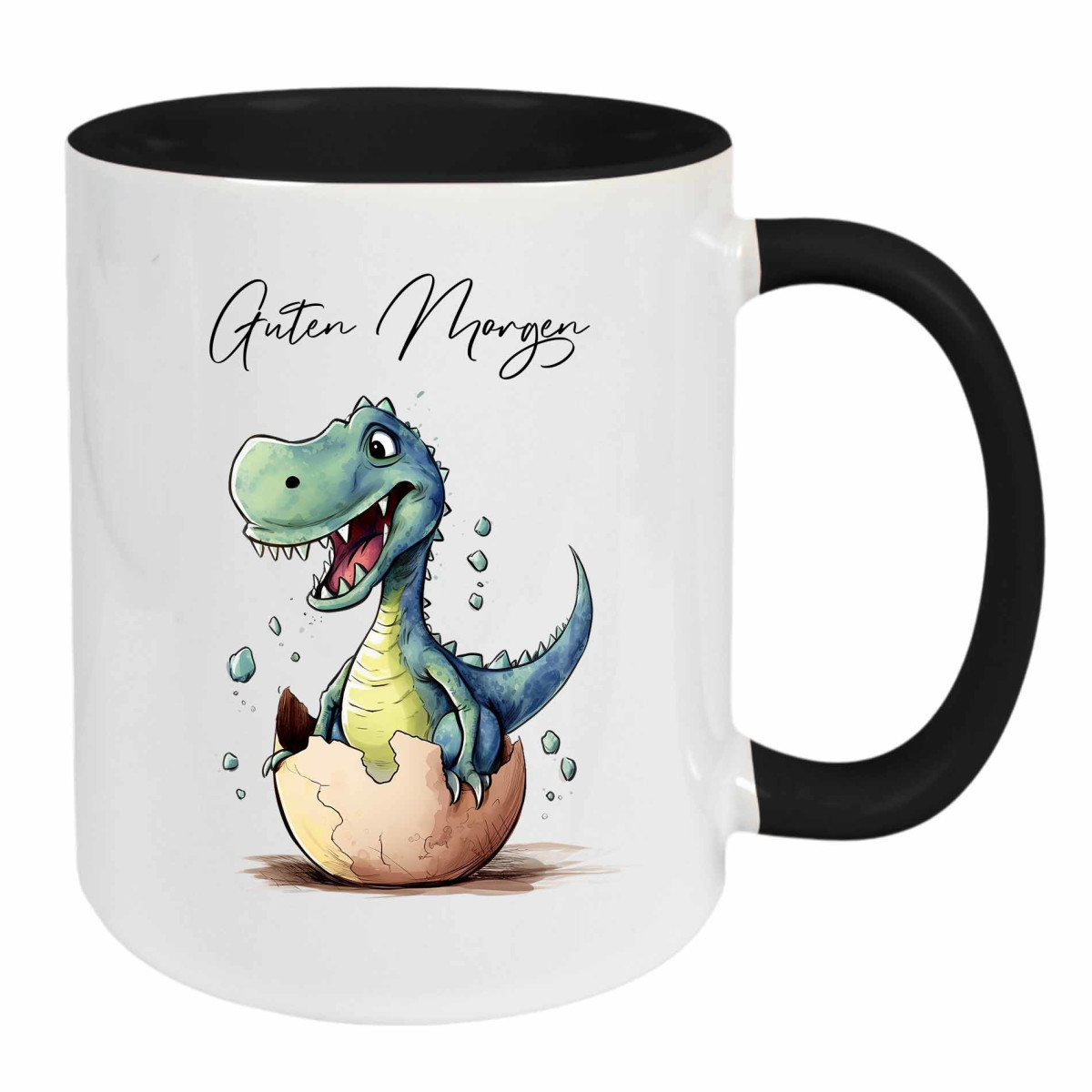 Keramik Tasse - Guten Morgen mit Dino Motiv