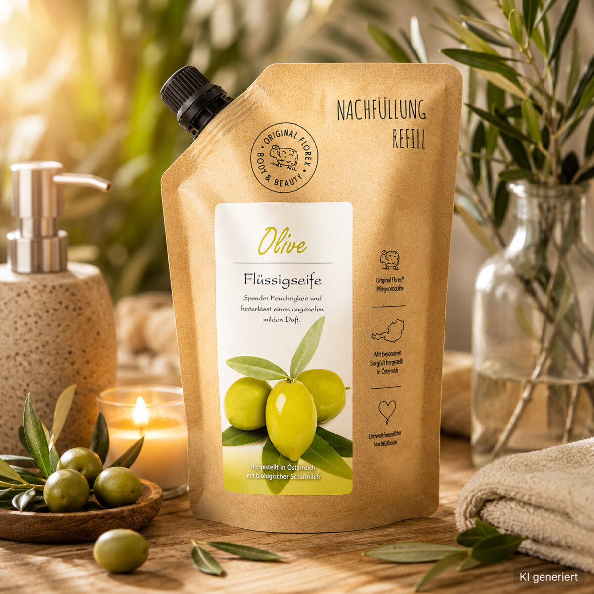 Florex Olive Fl&uuml;ssigseife Nachf&uuml;llbeutel 500 ml
