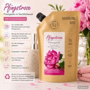 Florex Pfingstrose Fl&uuml;ssigseife Nachf&uuml;llbeutel 500 ml