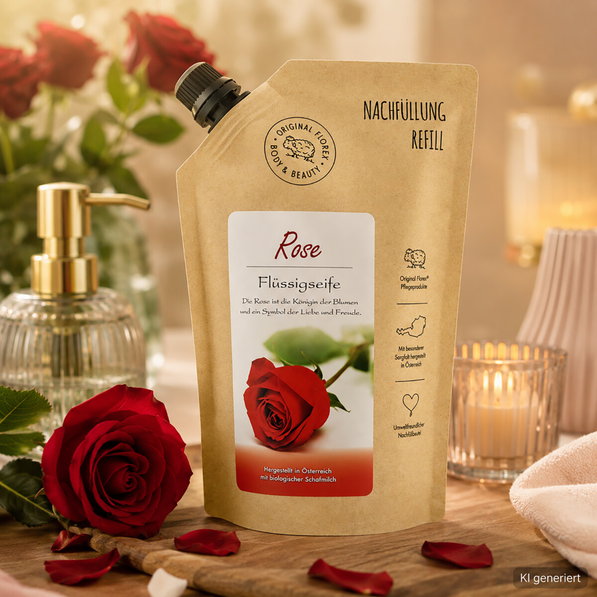 Florex Rosenduft Fl&uuml;ssigseife Nachf&uuml;llbeutel 500 ml