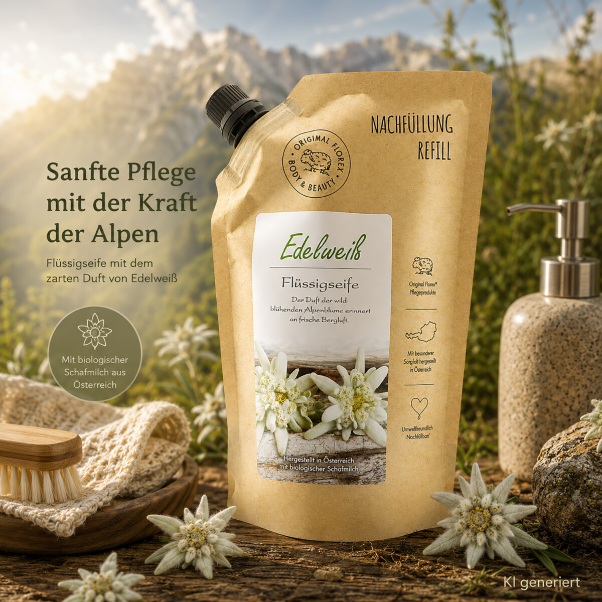 Florex Fl&uuml;ssigseife Edelwei&szlig; Nachf&uuml;llbeutel 500 ml