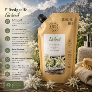Florex Fl&uuml;ssigseife Edelwei&szlig; Nachf&uuml;llbeutel 500 ml