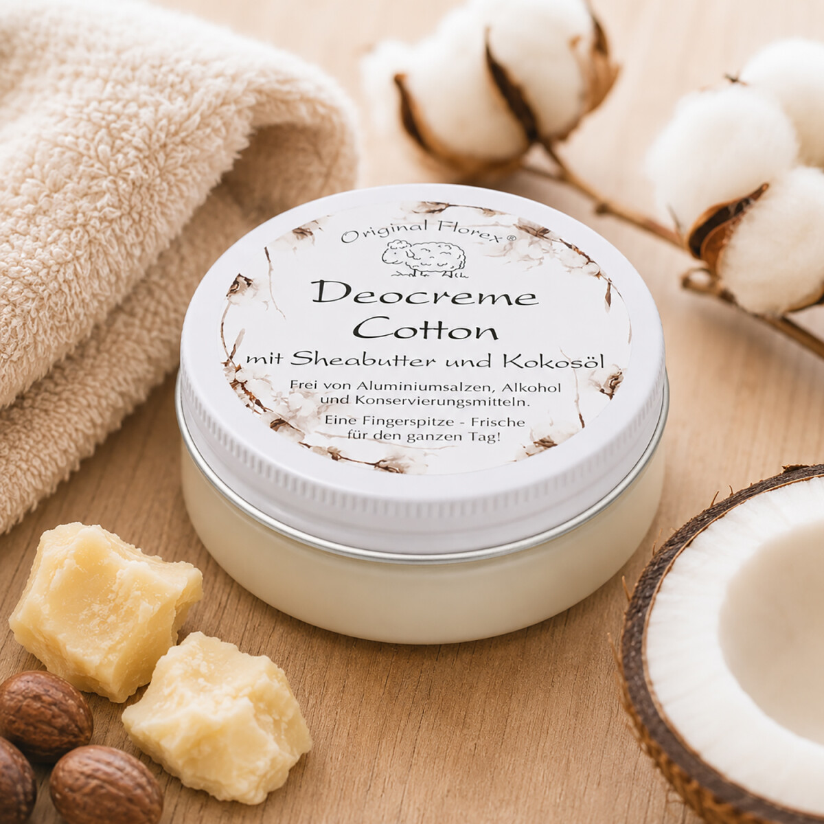 Nat&uuml;rliche Florex Deocreme Cotton 40 ml f&uuml;r sanfte Frische und gepflegte Achselhaut
