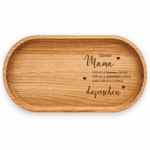 Tablett aus Eiche 25 x 12 cm &ndash; Danke Mama &ndash; Geschenk f&uuml;r Mama