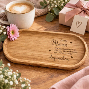 Tablett aus Eiche 25 x 12 cm &ndash; Danke Mama &ndash; Geschenk f&uuml;r Mama