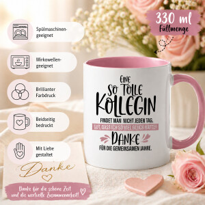 Keramik Tasse Altrosa &bdquo;Eine so tolle Kollegin&ldquo;