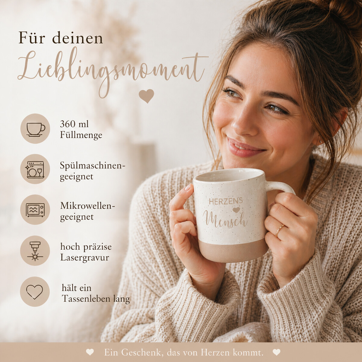 Geschenk-Tasse Herzensmensch 360 ml
