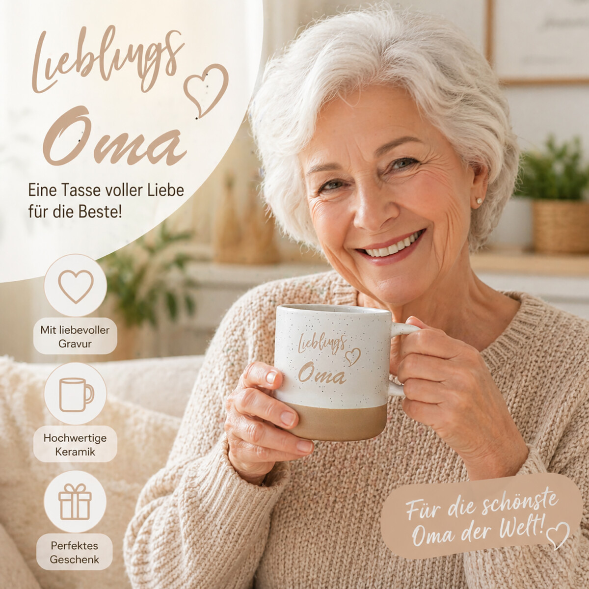 Steingut-Tasse Lieblingsoma 360 ml