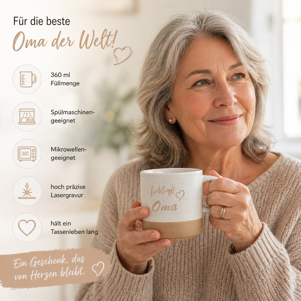 Steingut-Tasse Lieblingsoma 360 ml