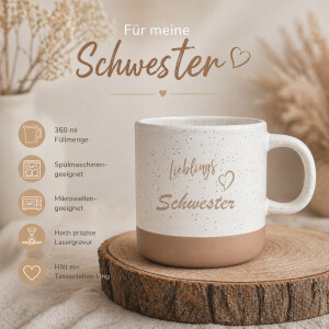 Steingut-Tasse Lieblingsschwester 360 ml