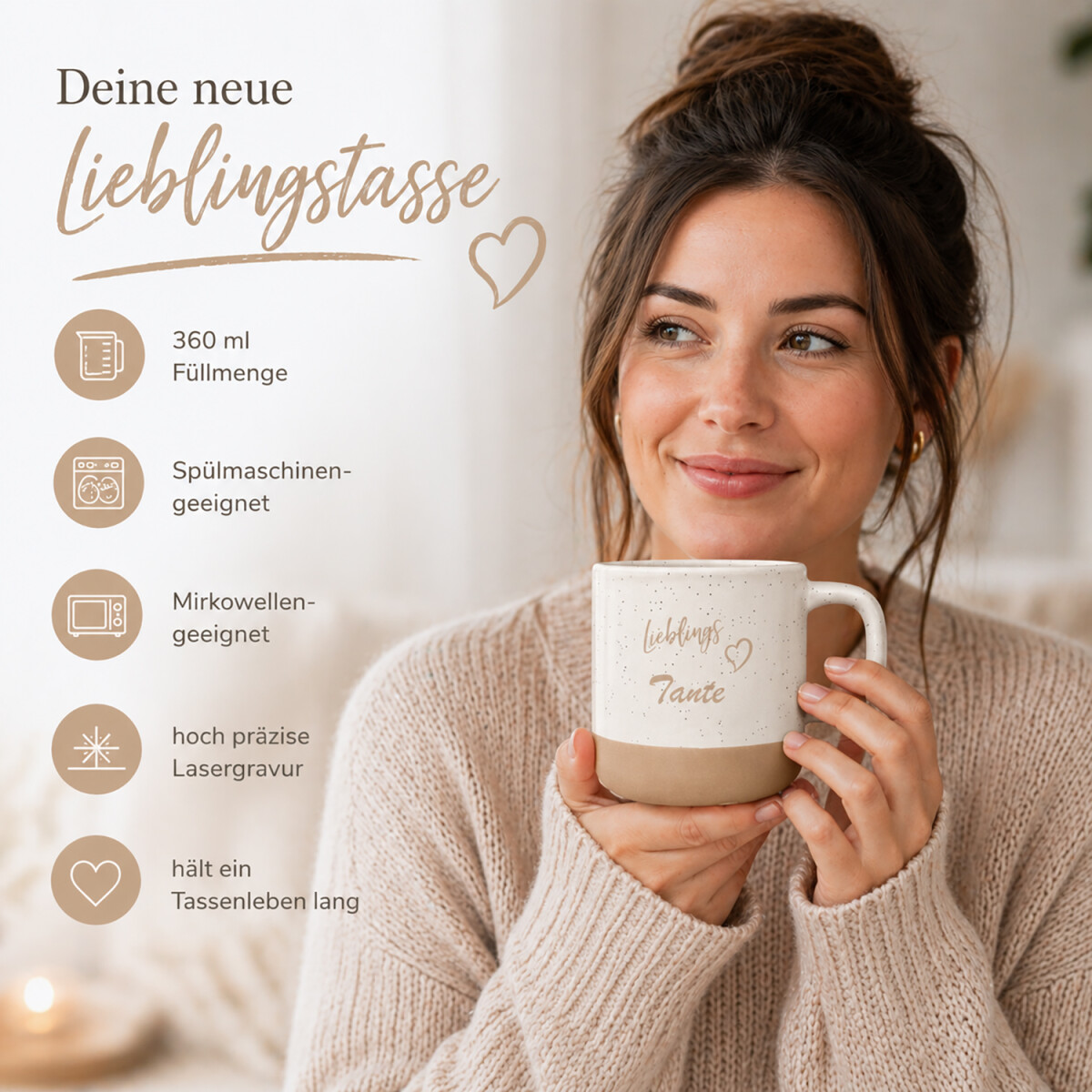 Steingut-Tasse Lieblingstante 360 ml