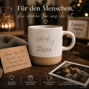 Steingut-Tasse Lieblingspapa 360 ml mit Gravur