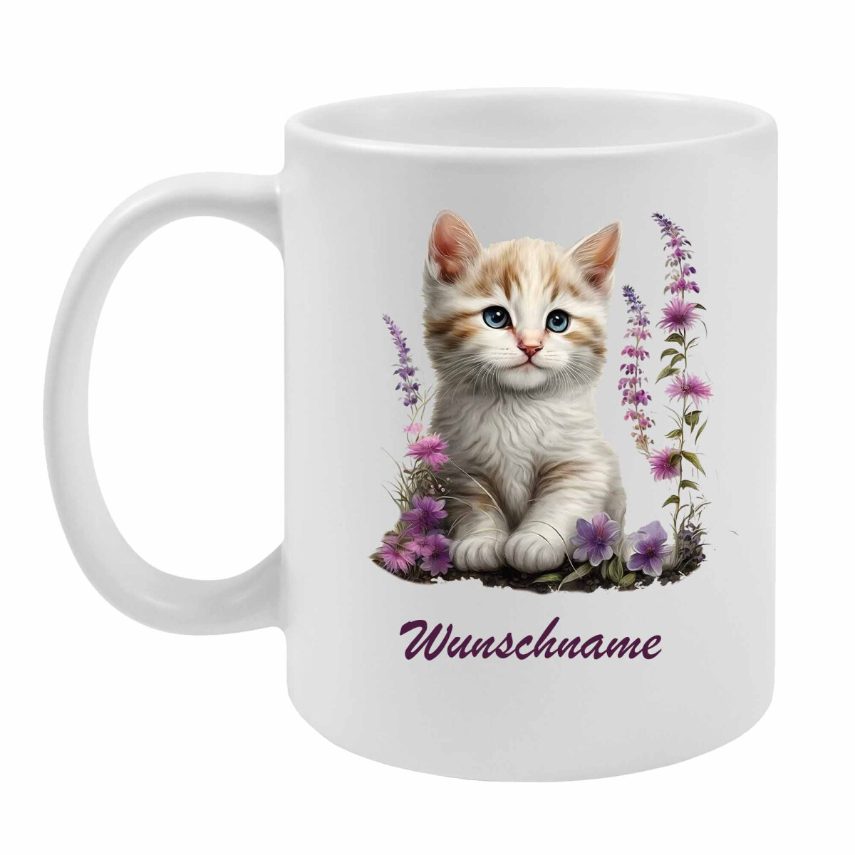 Personalisierte Katzentasse mit Wunschname &ndash; 6 Motive &ndash; 330 ml