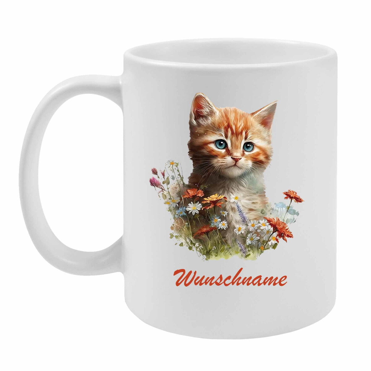 Personalisierte Katzentasse mit Wunschname &ndash; 6 Motive &ndash; 330 ml