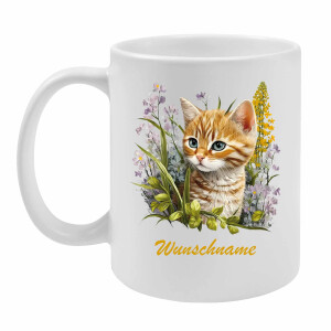 Personalisierte Katzentasse mit Wunschname &ndash; 6 Motive &ndash; 330 ml