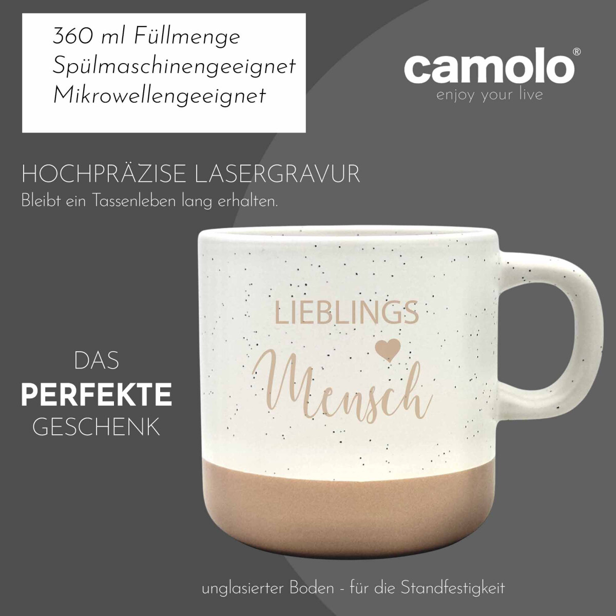 Steingut Tasse Lieblingsmensch 360 ml