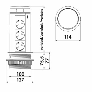 Evoline Port 2 Steckdosenelement Deckel Edelstahl
