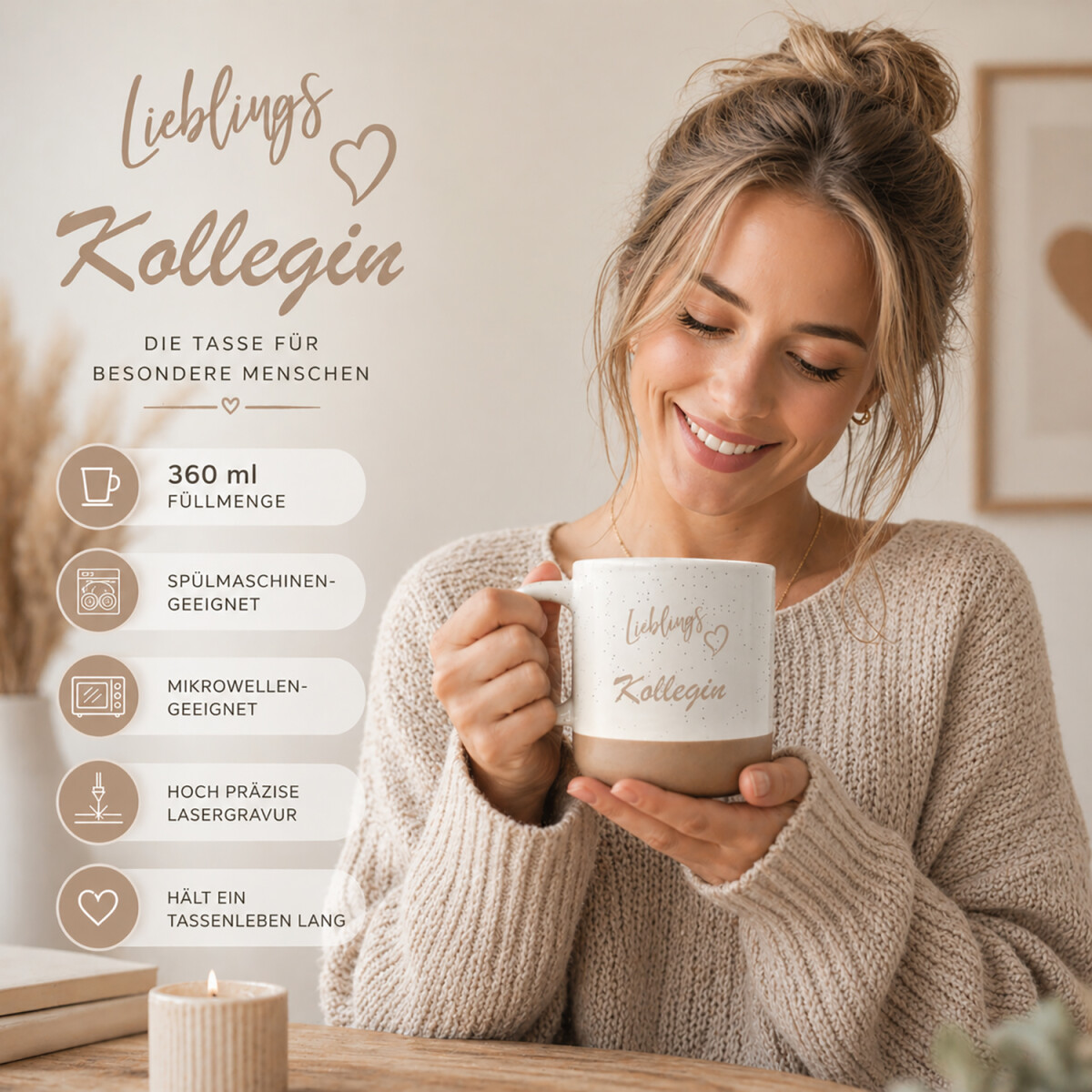 Steingut Tasse Lieblingskollegin 360 ml