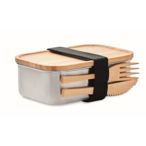 Camolo Lunchbox Edelstahl 600 ml mit Bambusdeckel &...