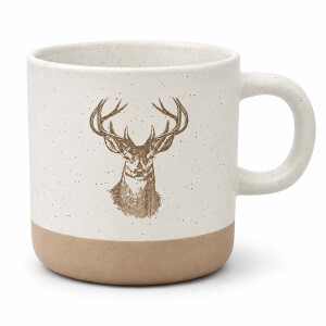 Hirsch Tasse Steingut 360 ml graviert &ndash; Geschenk f&uuml;r J&auml;ger &amp; Naturfreunde