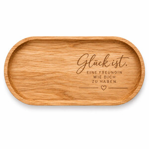 Dekotablett aus Eiche 25 x 12 cm – Glück ist,...