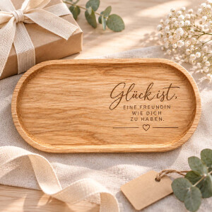 Dekotablett aus Eiche 25 x 12 cm – Glück ist,...