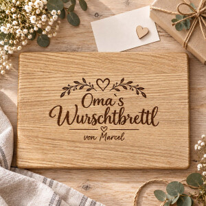 Personalisiertes Wurschtbrettl f&uuml;r Oma oder Opa aus Eiche 30 x 20 cm